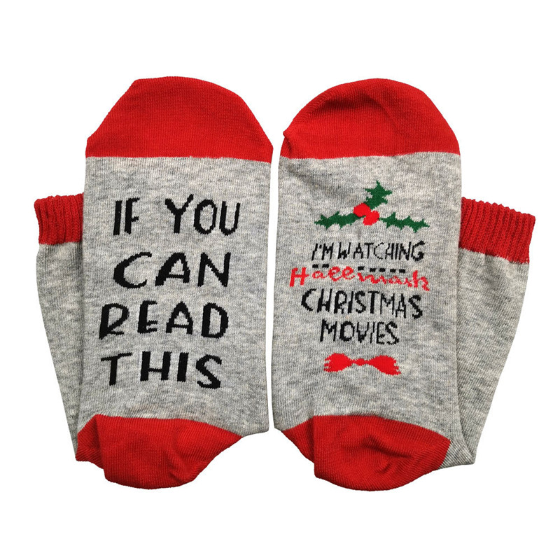 Color-matching Letter Printed Comfortable Cotton Christmas Socks - Livereid