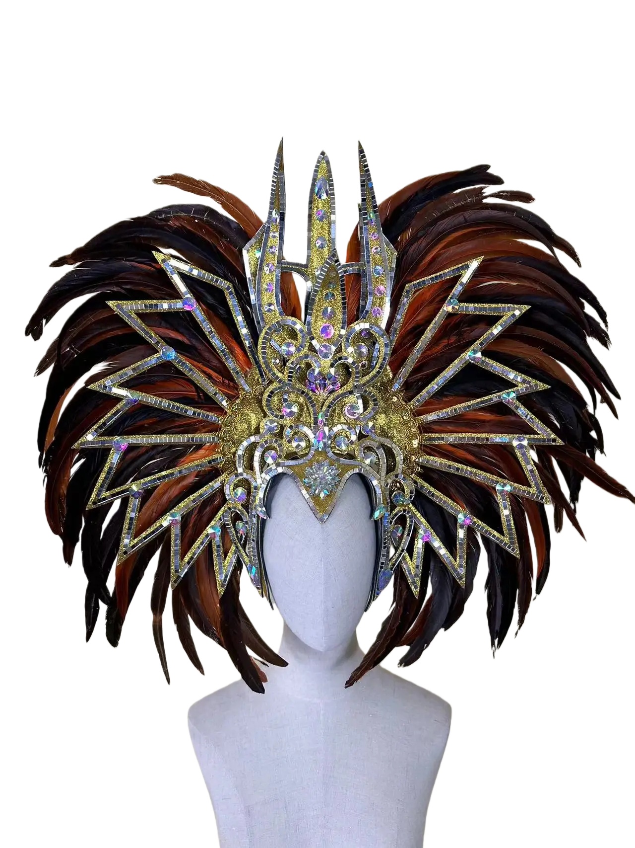VCSHOES Feather headdress samba costume carnival halloween party bar performance hat makeup dance wings parade