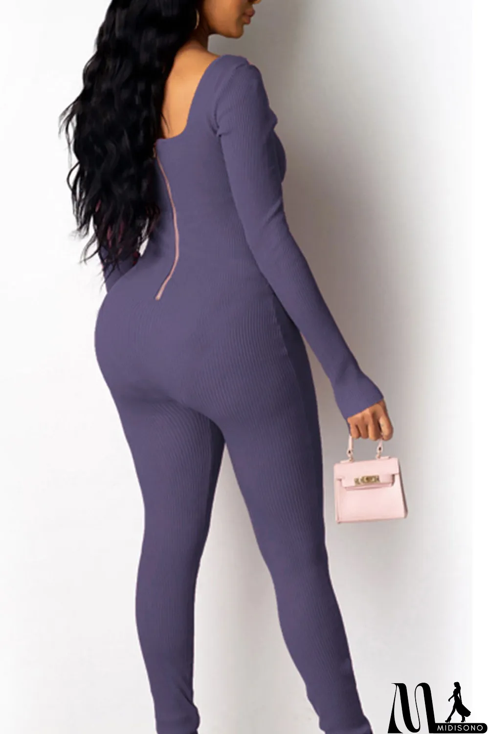 MidiSono - purple Street Pit Article Fabrics O Neck Jumpsuits