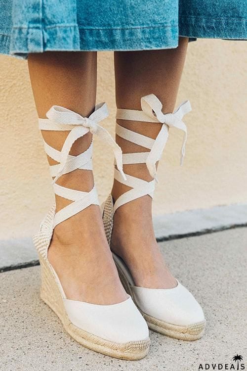 High Heel Platform Lace up Wedge