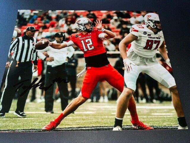 Tyler Shough Signed Autographed 8x10 Photo Poster painting Texas Tech Red Raiders STAR QB