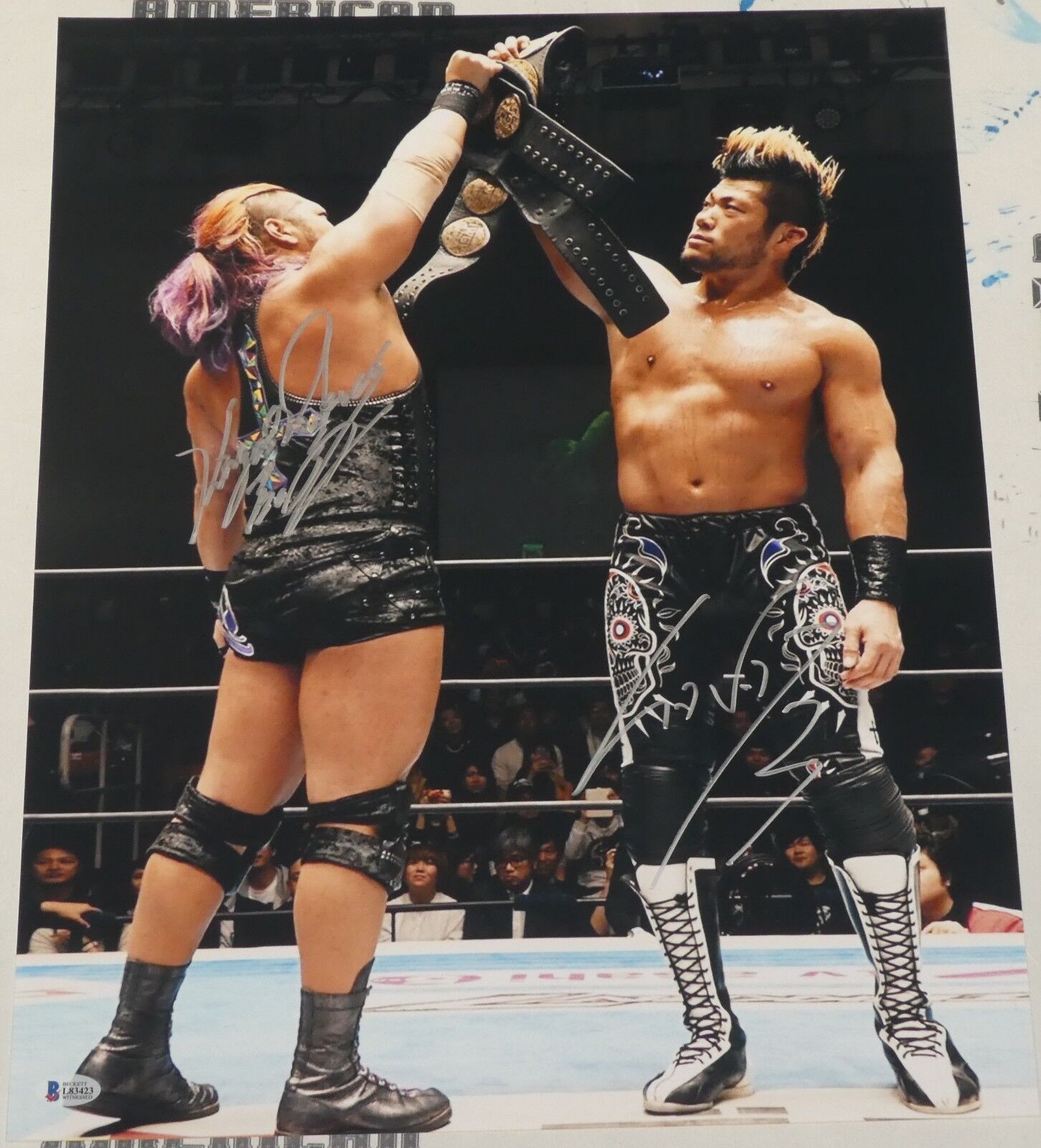 Evil & Sanada Signed 16x20 Photo Poster painting BAS COA Los Ingobernables de Japon New Japan 23