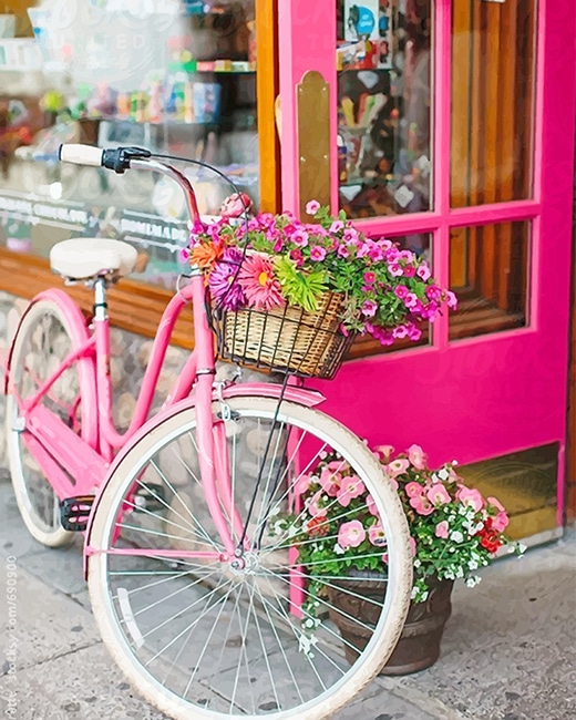 

Pink Bike With Beautiful Flowers – Paint By Numbers - 40*50CM, 501 Original