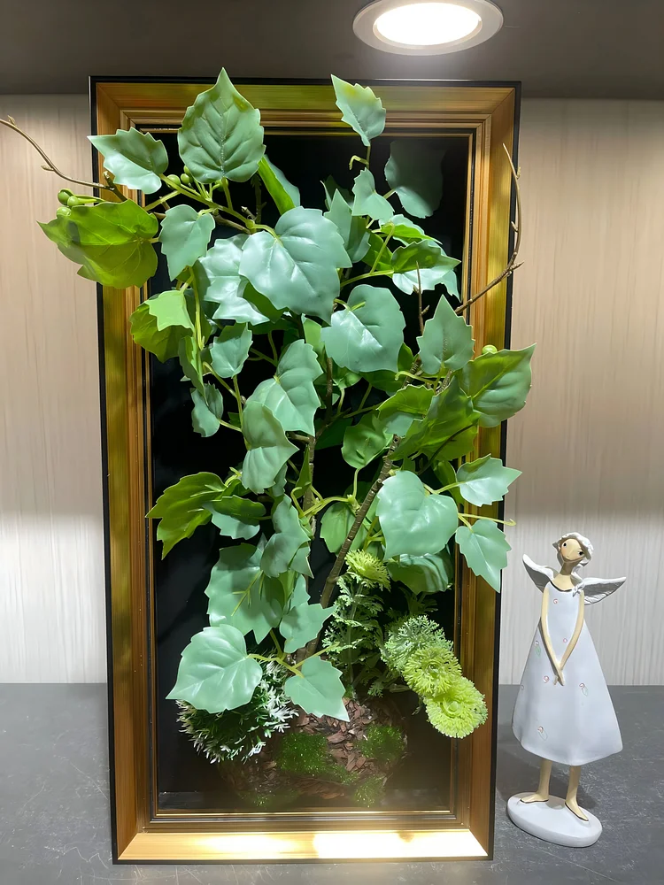 Lifelike & Eco-Friendly Artificial Light Green Leaf Framed Botanical Display 🍃（Size 9*18 in）