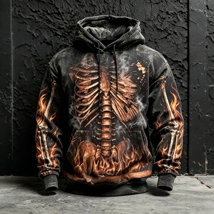 Men's Halloween Skull Print Hoodie