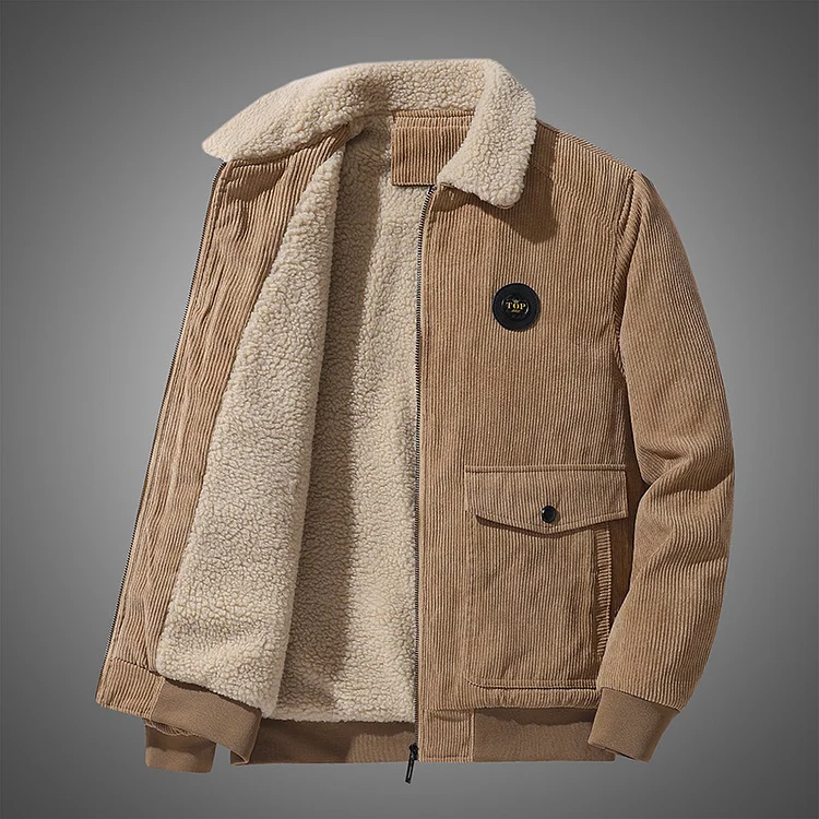 Corduroy Fleece Padded Jacket Coat VangoghDress