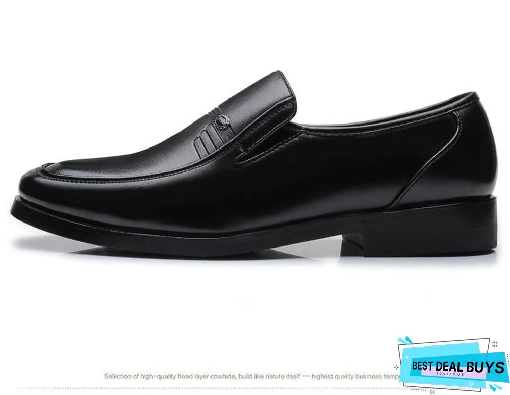 Men Leather Formal Business Shoes Office Work Flat Shoes Breathable Party Anniversary Shoes