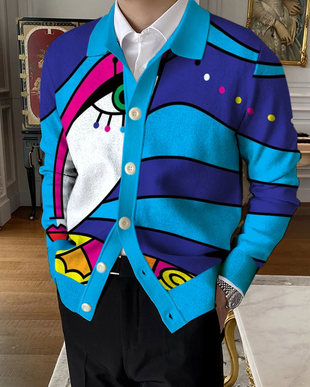 Men's Lapel Knitted Sweater Cardigan 4772
