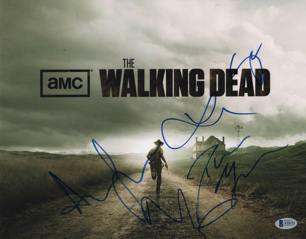 NORMAN REEDUS LAUREN COHAN +3 CAST SIGNED AUTOGRAPH THE WALKING DEAD 11x14 Photo Poster painting