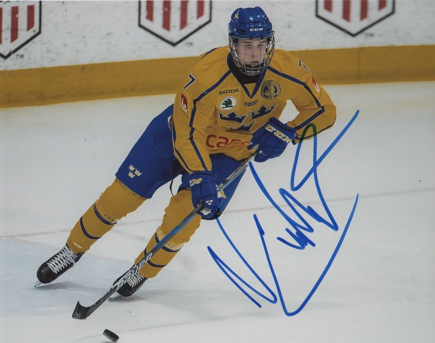 Team Sweden Nils Lundkvist Signed Autographed 8x10 NHL Photo Poster painting COA #2