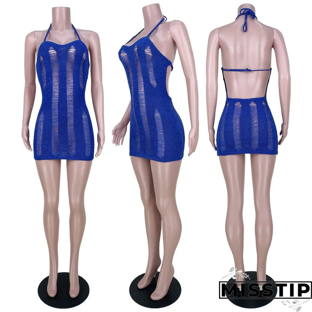 Sexy Halter Neck Lace Up Backless Short Dresses