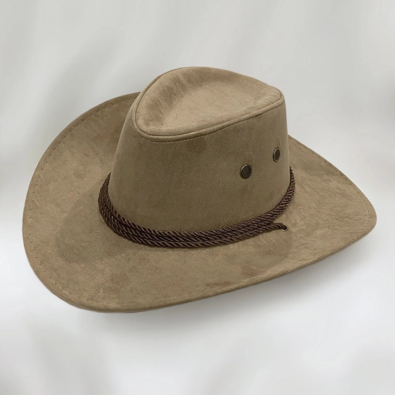 American Western Cowboy Hat Spring And Autumn Leather Men’s Mountain Climbing Spanish Women’s Sun Big Edge Sun Hat Sunscreen Travel