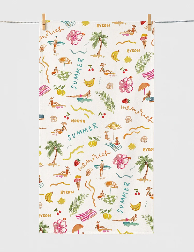 Summer Memories Fruity Cocktails Tropical Trees Sandy Beaches Beach Towel