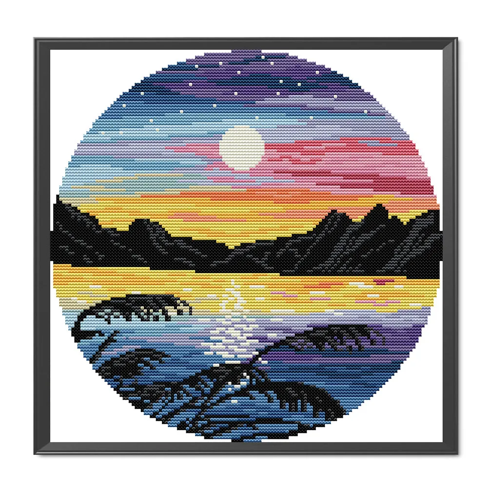 14CT Partial Printed Cross Stitch - Sunset(31*31cm)