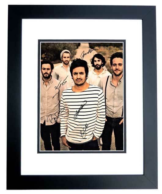 Young the Giant Signed Full Group 11x14 Photo Poster painting by Sameer Gadhia and 4 more FRAMED