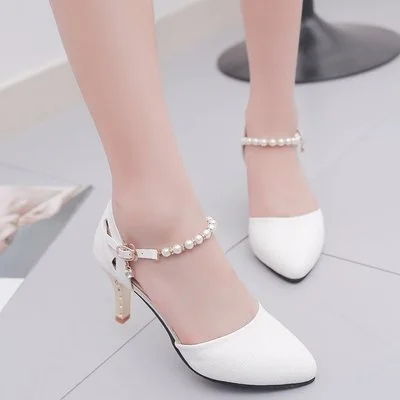Comemore 2022 Women Comfortable Stilettos 6cm Scarpins Pumps Lady Middle Heel White Wedding Bridal High Heels Pink Mules Shoes