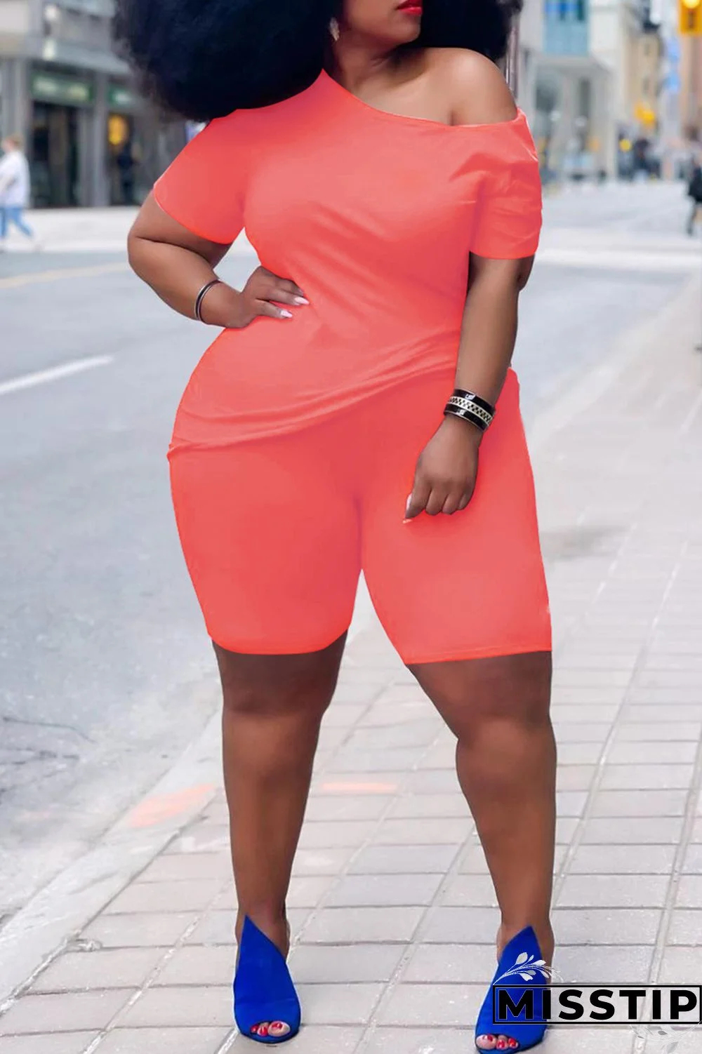 Yellow Fashion Casual Solid Basic Plus Size Two Pieces