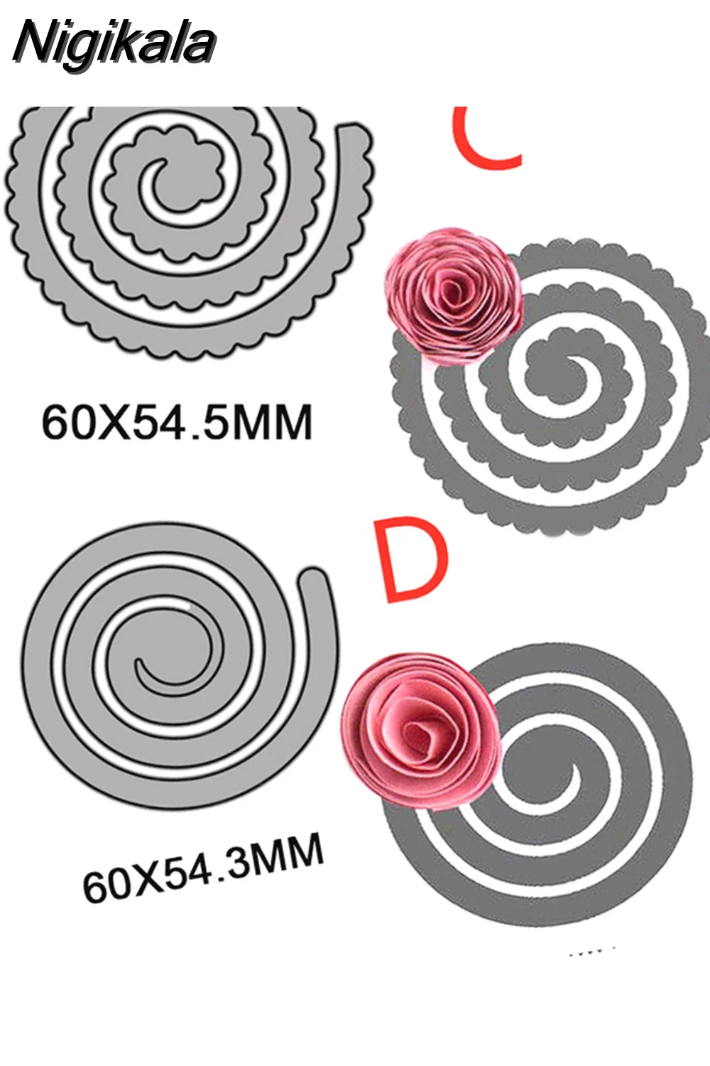 Nigikala Spiral Flower Garland Metal Cutting Dies for DIY Scrapbooking Album Decorative Crafts Embossing Paper Cards Making 2023 New