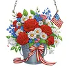 Independence Day 2D Flat DIY Acrylic Diamond Painting Hanging Kit Special Shape Crystal Rhinestone Art Pendants Single Side Drill for Adults Gift Home Wall Or Window Decor