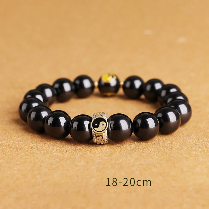925 Sterling Silver Black Obsidian Gold Sheen Obsidian Silver Sheen Obsidian Yin Yang Protection Bracelet