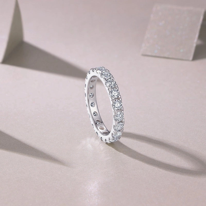 925 Sterling Silver Moissanite Geometric Rings GRA Certificate