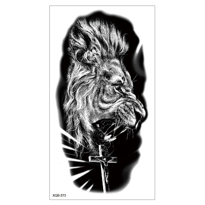 Lion King Waterproof Temporary Tattoo Stickers Body Art Fake Tatoo Animal Realistic Tribal Tiger Arm Sleeve transferable tattoo