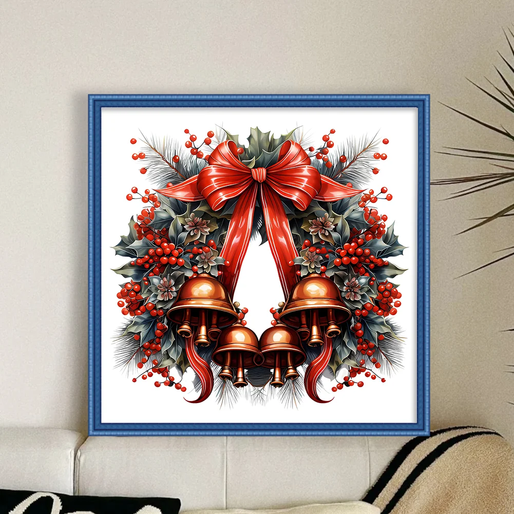 DIY Stamped Cross Stitch 18CT Full Embroidery 30*30cm - Christmas Wreath