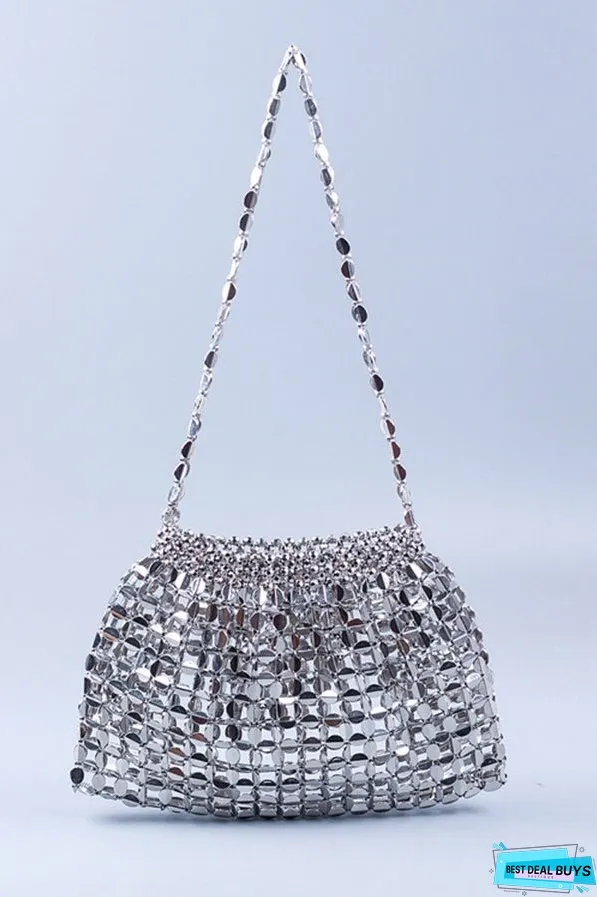 Fashion Handmade Flat Beaded Beaded Woven Handbag Bag
