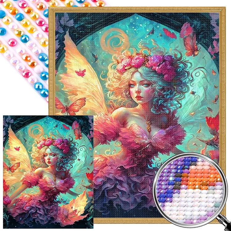 Butterfly Girl 40*50CM(Canvas) AB Round Drill Diamond Painting gbfke