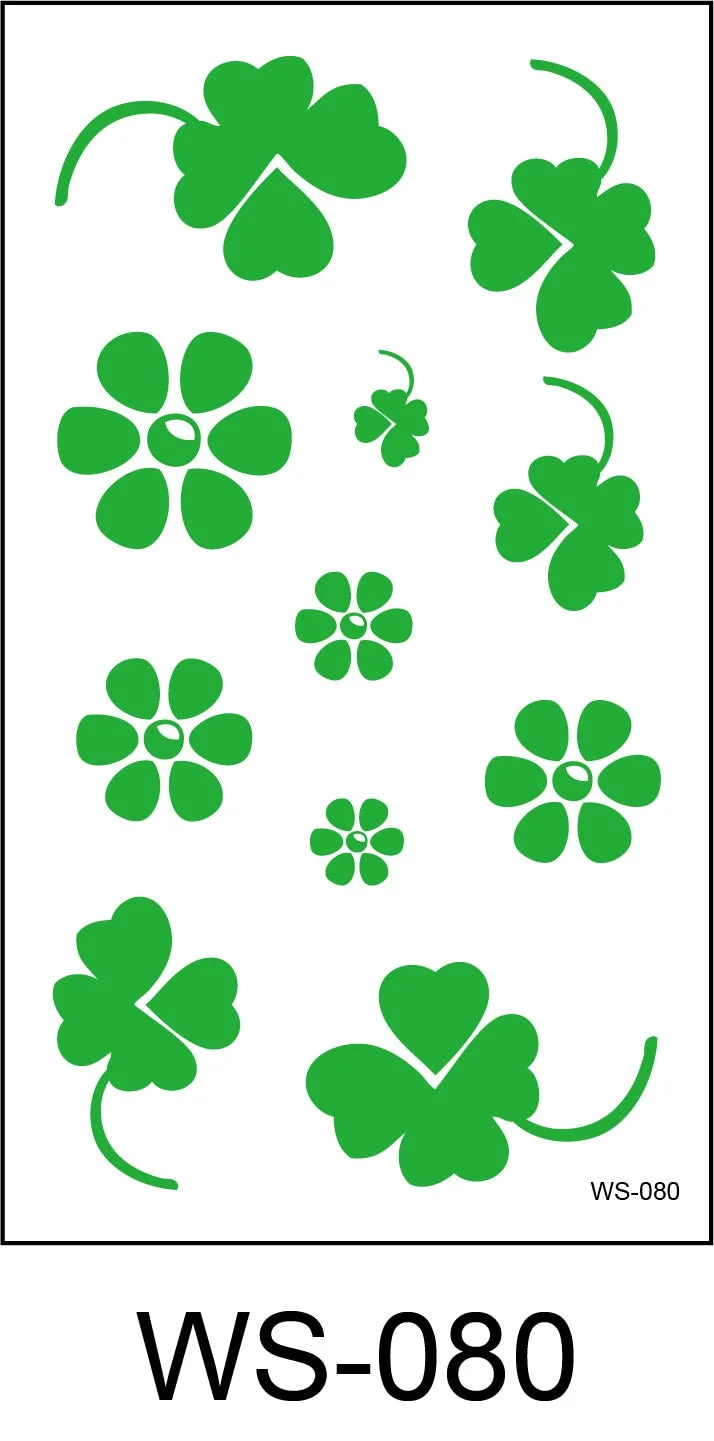 New cross-border waterproof sweat green hat clover face sticker European and American fashion temporary tattoo sticker