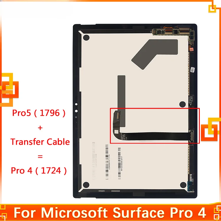 New For Microsoft Surface Pro 4 1724 Display LCD With Touch Screen Digitizer Assembly LG Version For Pro 5 +Transfer cable=Pro 4