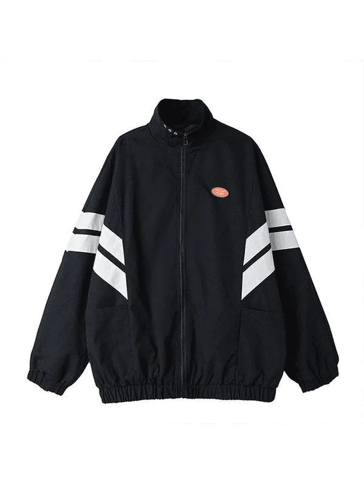 Brownm Men's Contrast Striped Zip Up Jacket