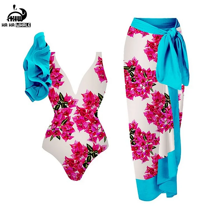 Ruffle V Neck Fashion Bikini Swimwear