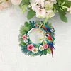 (US Local)2D Flat DIY Sunflower Parrot Hanging Mirror Diamond Art Kits Wall Door Decoratio
