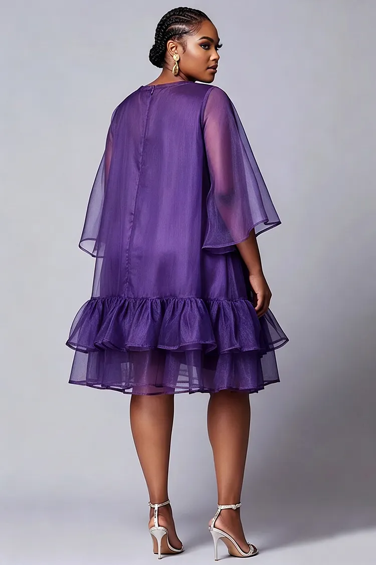plus size organza dress Yours London Women's Plus Size Purple Abstract Organza Dress Size 18