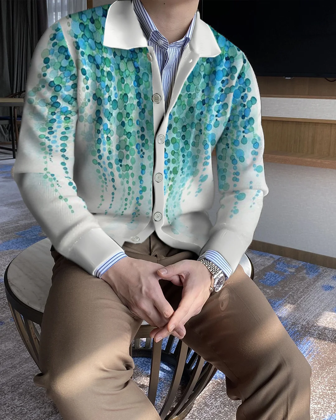 Men's Lapel Knitted Sweater Cardigan 239c