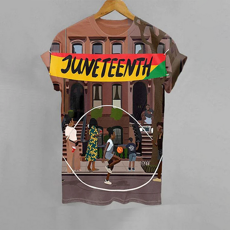 Comstylish Women's Juneteenth Illustration Print T-Shirt