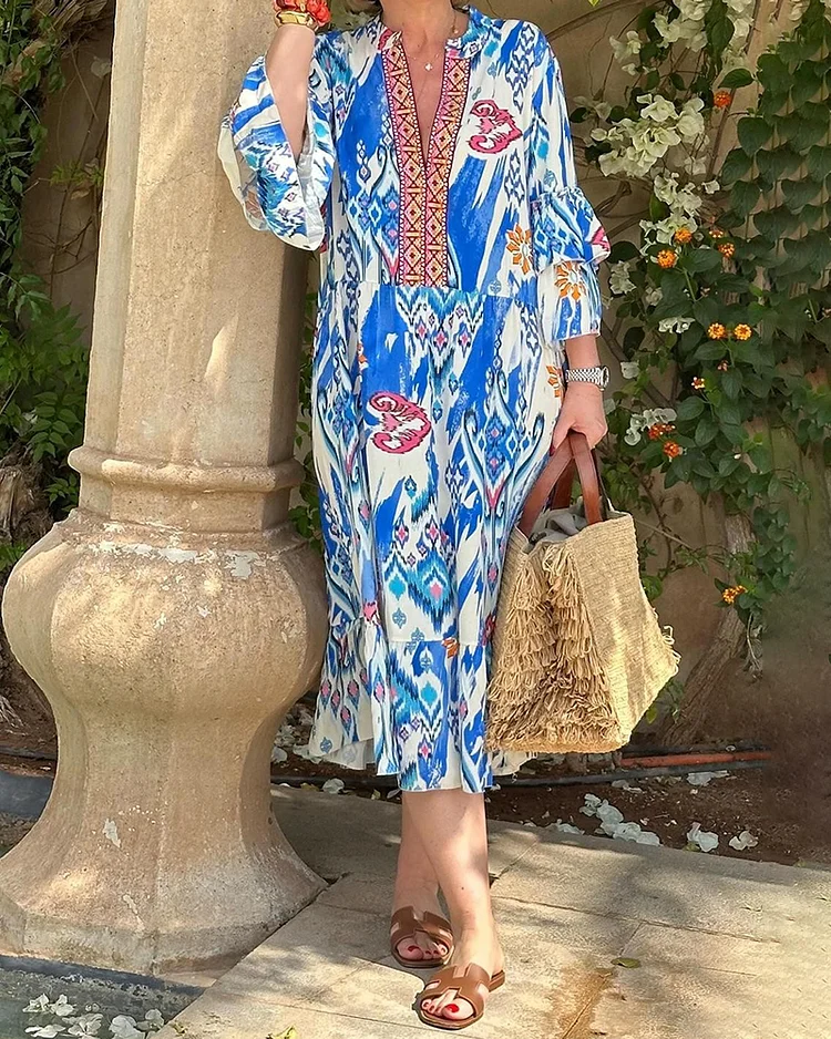 V-Neck Bohemian Dress