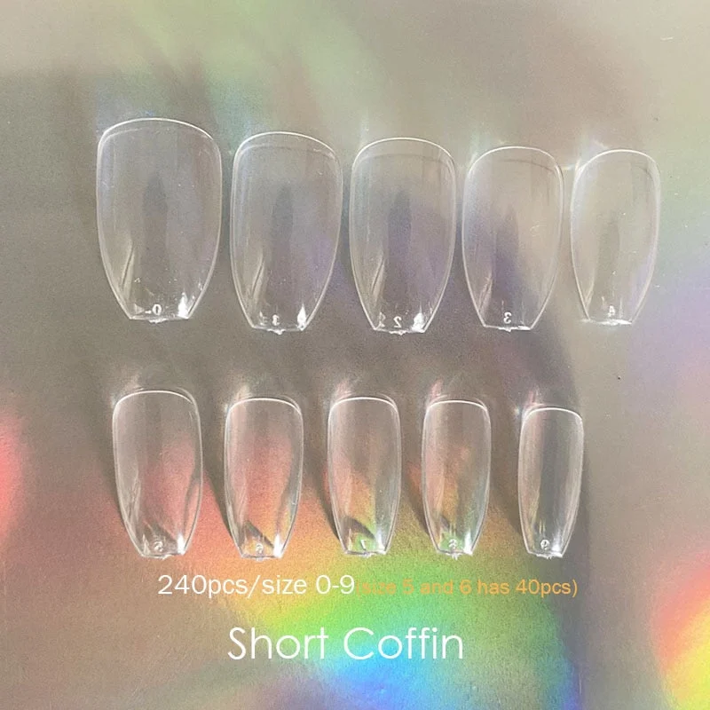 Gel Nails Extension System Full Cover Sculpted Clear Stiletto Coffin False Nail Tips 240pcs/bag-Nail Inspo