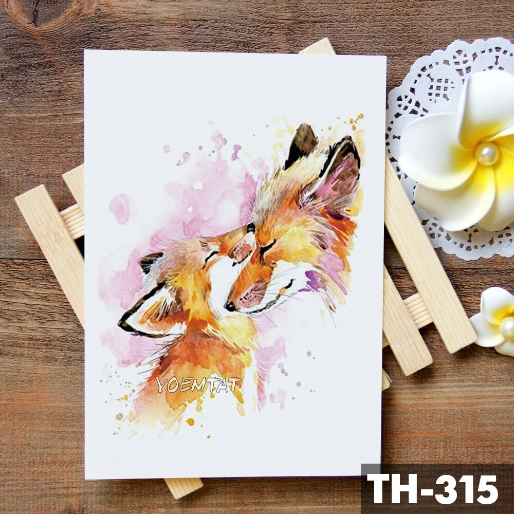 Sdrawing Geometric Rose Fox Wolf Waterproof Temporary Tattoo Sticker Swan Elk Animals Flash Tattoos Body Art Fake tatoo