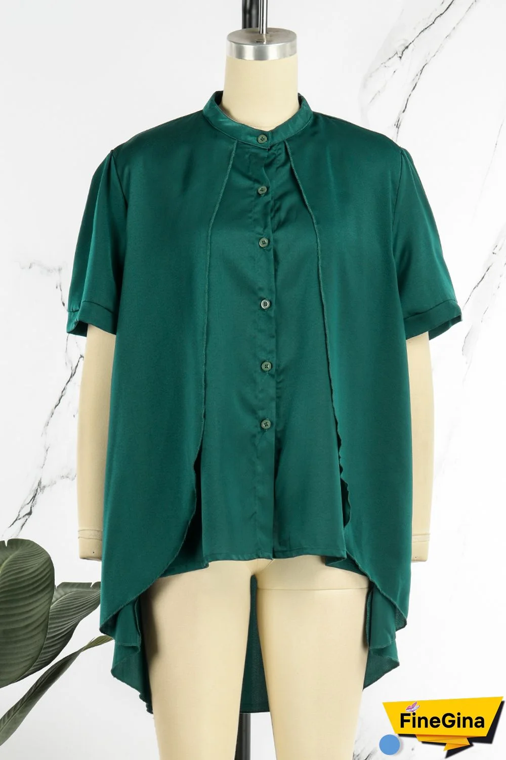 Burgundy Casual Solid Patchwork Shirt Collar Tops