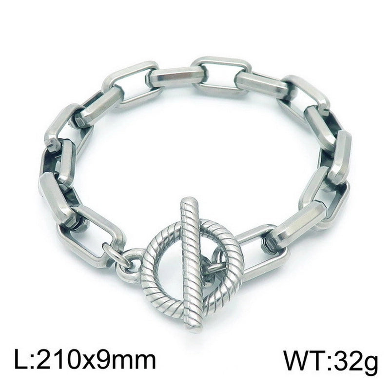 Cool Style Personality Geometric Chain Stitching Titanium Steel Jewelry Suit