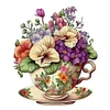 (Stamped/Counted) Flowers In Tea Cup - 18CT Cross Stitch 20*25cm/7.87*9.84in