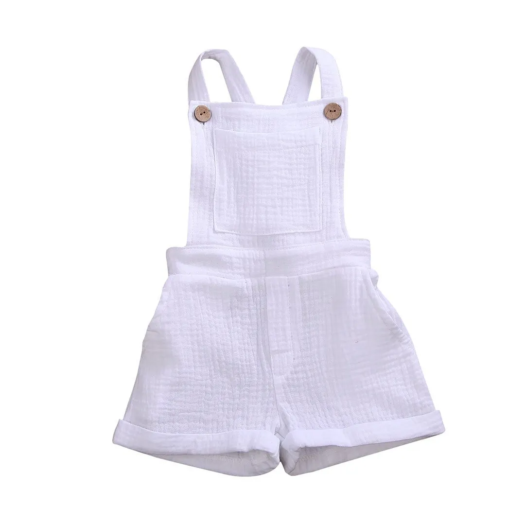 Infant Baby Toddler Bib Romper Unisex Boys Girls Bib Overall Solid Color Suspender Pants