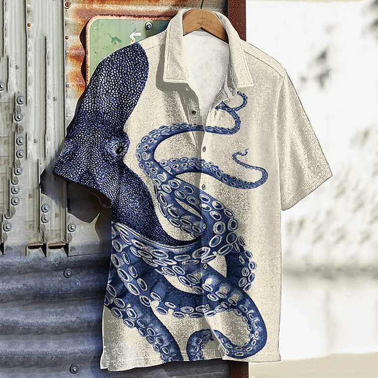 Japanese Art Octopus Graphic Printed Shirt