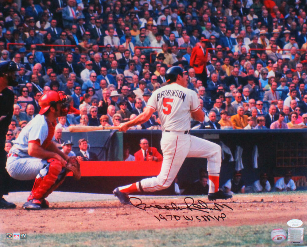 Brooks Robinson Signed Orioles 16x20 Batting w/WS MVP- JSA W Auth *BLK