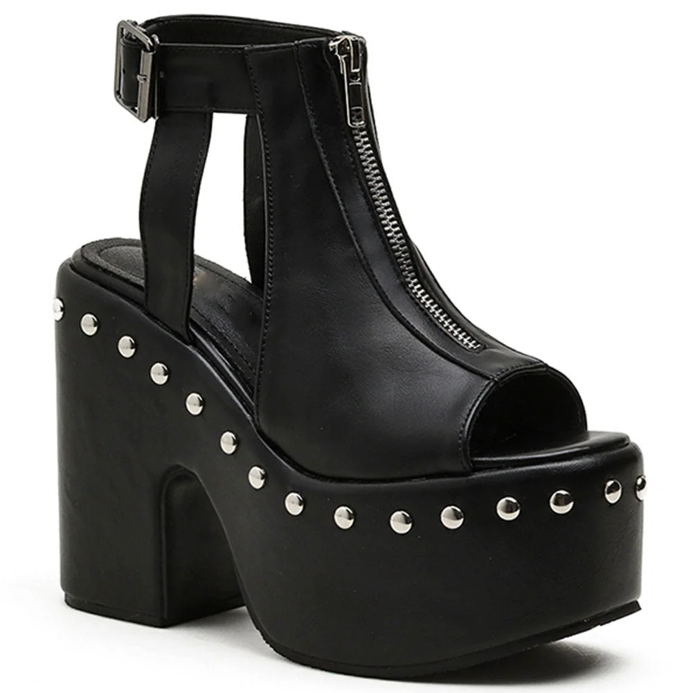 Brand New Dropship 2021 Big Size 43 INS Sale Chunky High Heel Black Gothic Style Lolita Cool Summer Platform Sandals Women Shoes