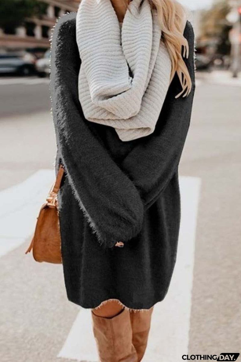 Sweet Solid Solid Color O Neck A Line Dresses