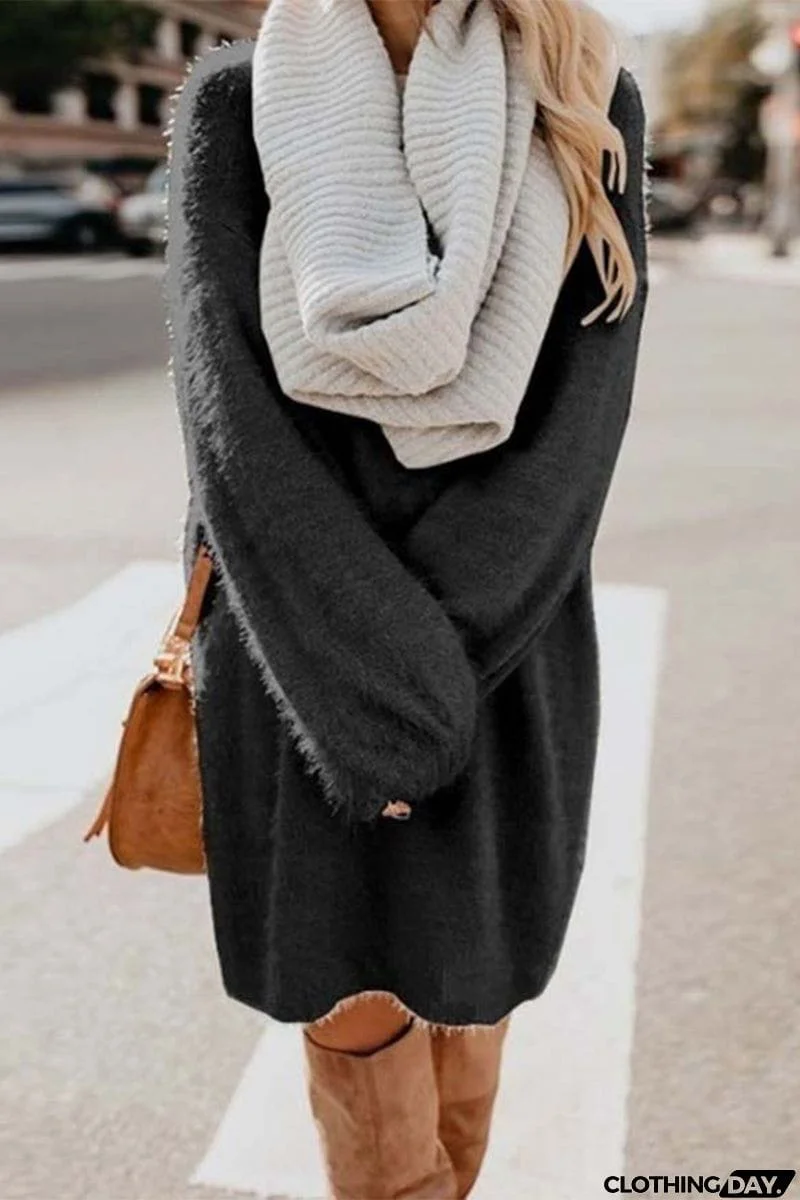 Sweet Solid Solid Color O Neck A Line Dresses