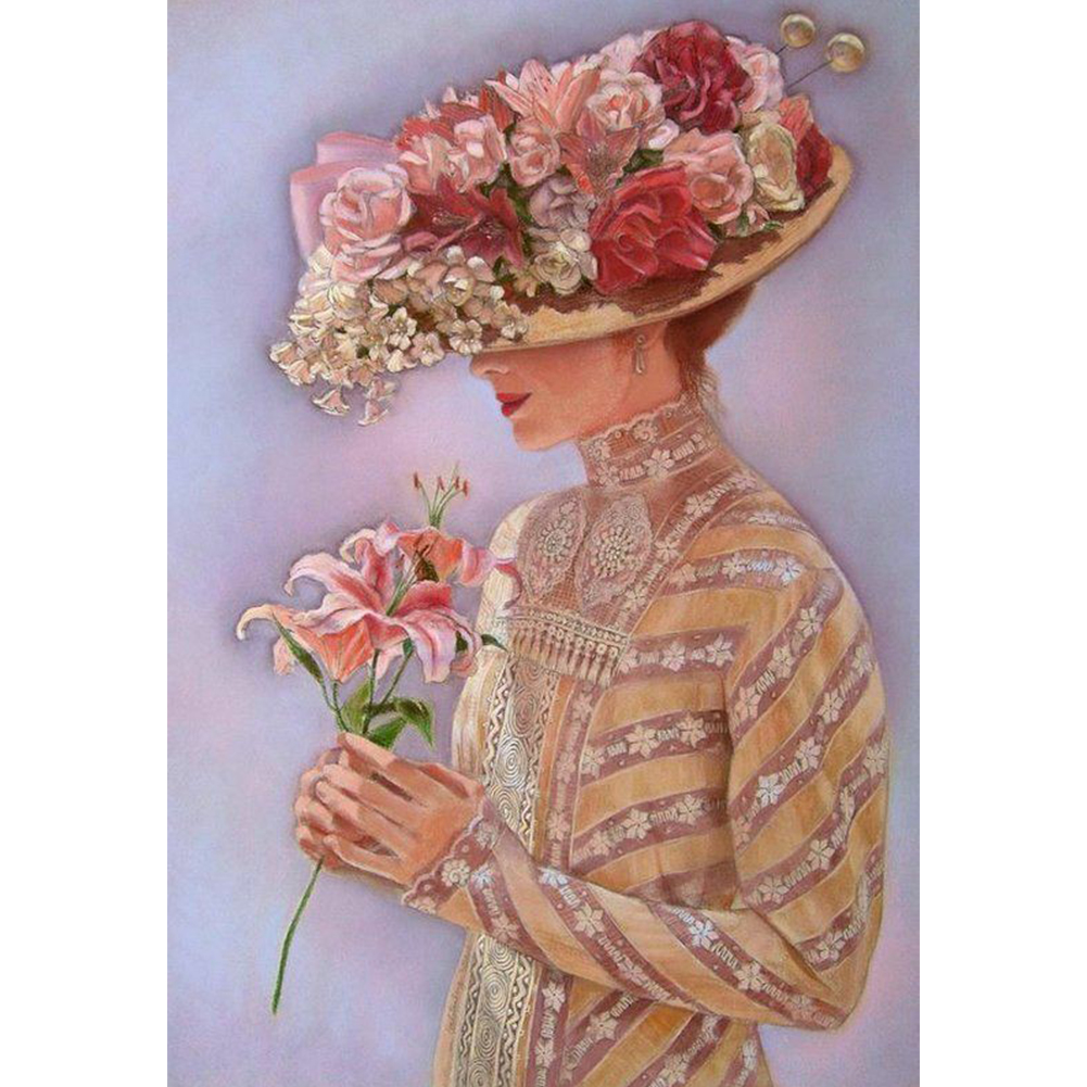 

30*40CM - Round Drill Diamond Painting - Elegant Lady, 501 Original